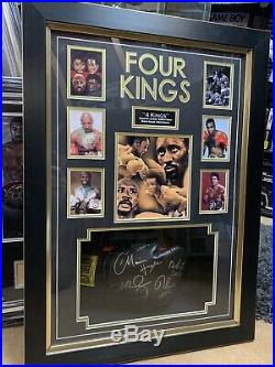 Four Kings Hand Signed Glove. Hagler, Hearns, Duran And Leonard Framed With Coa