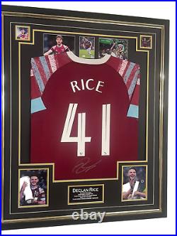 Framed 2023 Declan Rice Signed Shirt Autographed Jersey With COA WEST HAM EUROPA