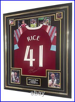 Framed 2023 Declan Rice Signed Shirt Autographed Jersey With COA WEST HAM EUROPA