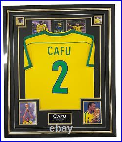 Framed Brazil Legend CAFU Signed Shirt Autograph Jersey Display with COA