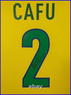 Framed Brazil Legend CAFU Signed Shirt Autograph Jersey Display with COA