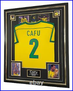 Framed Brazil Legend CAFU Signed Shirt Autograph Jersey Display with COA