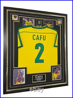 Framed Brazil Legend CAFU Signed Shirt Autograph Jersey Display with COA