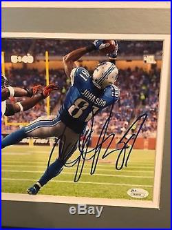 Framed Calvin Johnson Detroit Lions Jersey With Autographed Signed 8x10 Jsa Coa