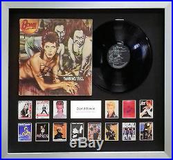Framed David Bowie signed Diamond Dogs album with COA AFTAL RD