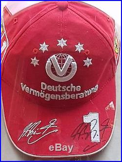 Framed Ferrari F1 Cap Signed By Michael Schumacher With Coa