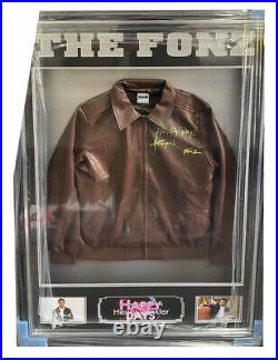 Framed Fonzie Replica Leather Jacket Signed by Henry Winkler With COA