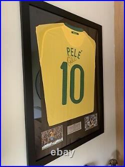 Framed Pele Signed Brazil Shirt 1970 Style Number 10 Autograph Jersey With COA
