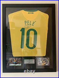 Framed Pele Signed Brazil Shirt 1970 Style Number 10 Autograph Jersey With COA