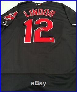 Francisco Lindor Autographed Signed Majestic Jersey with COA Cleveland Indians