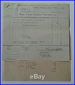 Frank Lloyd Wright Signed Early Receipt W Notation Dated April 24, 1917 With Coa