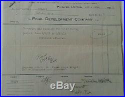 Frank Lloyd Wright Signed Early Receipt W Notation Dated April 24, 1917 With Coa