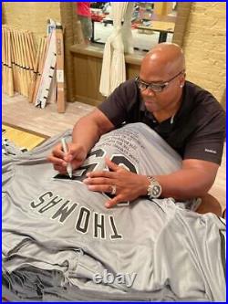 Frank Thomas Autographed Pinstripe Custom Chicago Stat Jersey with BECKETT COA