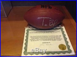 Future HOF Quarterback Tom Brady autographed football with case and COA