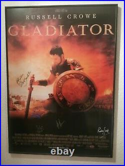 GLADIATOR, signed movie poster, with 6 original signatures! (COA) Russell Crowe
