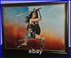 Gal Gadot Hand Signed Wonder Woman Photo With Coa Framed Authentic 8x10