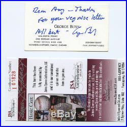 George H W Bush Signed Business Card With Handwritten Note Rare Jsa Coa