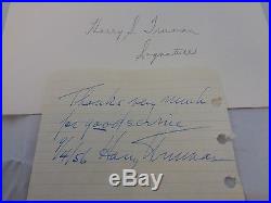 HARRY S. TRUMAN SIGNED CUT SIGNATURE PERSONALIZED NOTE AUTOGRAPHED with COA