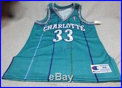 Hand Autographed ALONZO MOURNING NBA Charlotte Hornets Size 44 JERSEY with COA