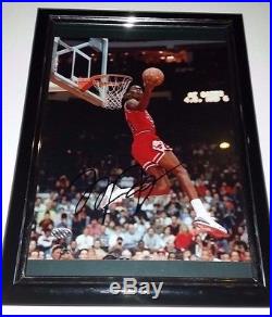 Hand Signed MICHAEL AIR JORDAN 1988 dunk contest Framed autographed with COA