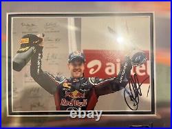 Hand signed Sebastian Vettel poster in glass frame 100% authentic with COA