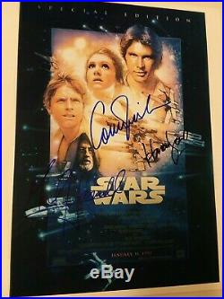 Harrison Ford, Carrie Fisher, Mark Hamill, Signed Photo with COA