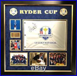 Ian Poulter SIGNED & Framed Ryder Cup PIN FLAG 2018 With PROOF AFTAL COA (B)