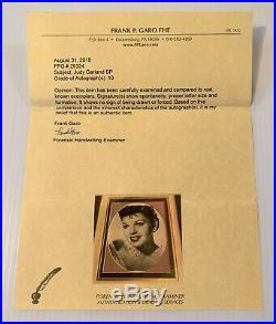 JUDY GARLAND Wizard of Oz Fame Vintage SIGNED Autographed Photo Rare with COA