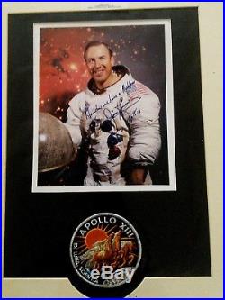 James Lovell-apollo 13- Signed Photo Display With Vintage Lions Bros-coa