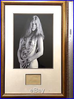 Janis Joplin A Very Rare Autograph With Framed Picture & Frasers Coa