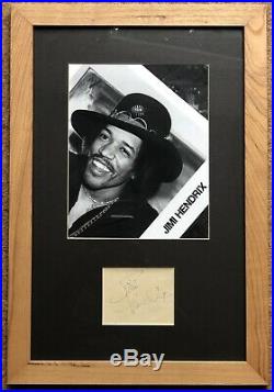 Jimi Hendrix Autograph on Cut Clip Paper Framed with Picture Complete with COA