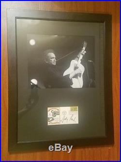 Johnny Cash Autograph Mounted with Photo Framed 21x27 PSA COA