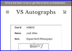 Josh Allen Buffalo Bills Rare Authentic Signed Autographed 11x8.5 Photo with COA