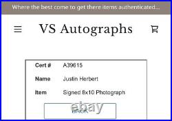 Justin Patrick Herbert Chargers Rare Signed Autographed 11x8.5 Photo with COA