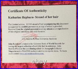 Katherine Hepburn CERTIFIED Hair Remnant display with documentation + COA
