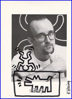 Keith Haring Genuine Signed Drawing With Coa