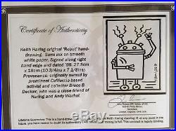 Keith Haring Genuine Signed Drawing With Coa