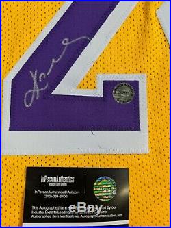 LA Lakers KOBE BRYANT Hand SIGNED AUTOGRAPHED Yellow Jersey #24 WITH COA