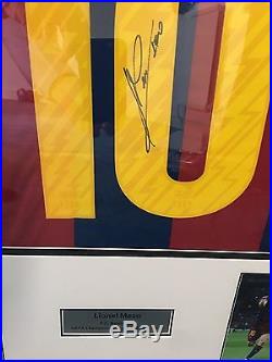 LIONEL MESSI of Barcelona Signed Shirt Autograph Display with COA