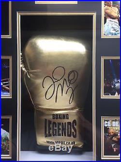 Large Genuine Signed Floyd Mayweather Gold Glove In Frame With COA
