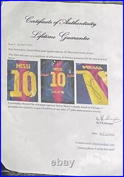 Lionel Messi Barcelona Signed Autographed Jersey with COA