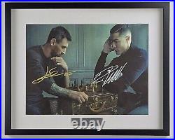 Lionel Messi Cristiano Ronaldo autographed canvas Hand Signed FRAMED with COA