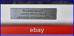 Lionel Messi Cristiano Ronaldo autographed canvas Hand Signed FRAMED with COA