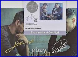 Lionel Messi Cristiano Ronaldo autographed canvas Hand Signed FRAMED with COA