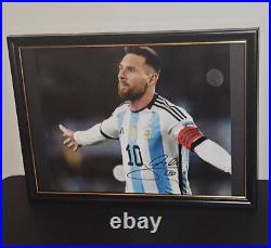 Lionel Messi Hand Signed Framed Photo With Coa Authentic Autograph 8x10