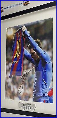 Lionel Messi autographed canvas Hand Signed FRAMED with COA