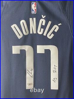 Luka Doncic Autographed Dallas Mavericks Jersey with 19 ROY RARE Fanatics COA