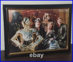 MARK HAMILL CARRIE FISHER LUCAS HAND SIGNED WITH COA 8x10 STAR WARS FRAMED