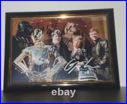 MARK HAMILL CARRIE FISHER LUCAS HAND SIGNED WITH COA 8x10 STAR WARS FRAMED