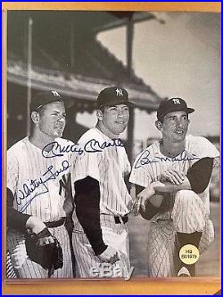 MICKEY MANTLE WHITEY FORD & BILLY MARTIN AUTOGRAPHED 8x10 PHOTO YANKEES With COA